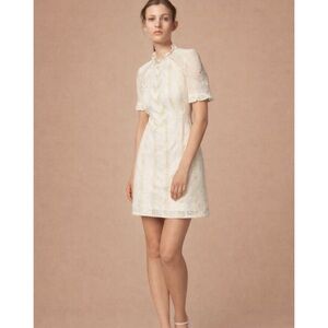 Sandro “Mary” Lace-Panel Mini Dress | Ecru | French Romanticism 38 | US 4